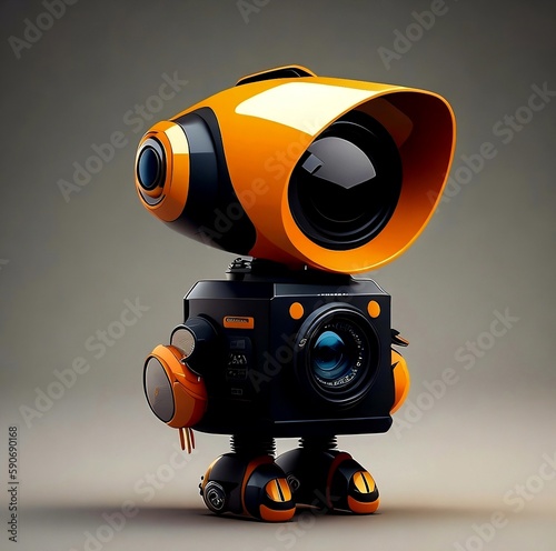 cute CCTV camera robot as a mascot, Generative AI
