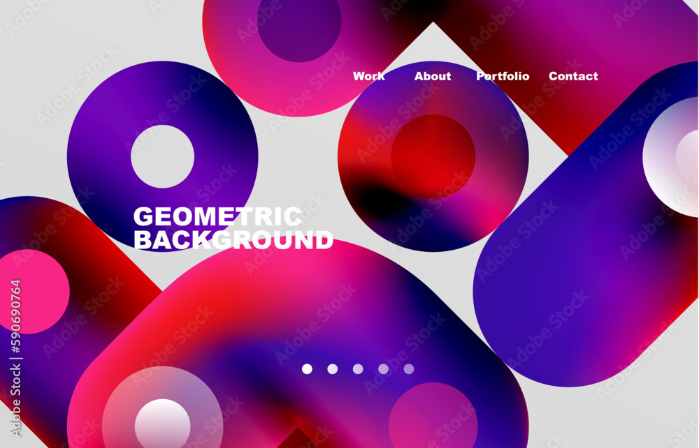 Circles and round shapes landing page abstract geometric background. Web page for website or mobile app wallpaper Circles and round shapes landing page abstract geometric background. Web page for website or mobile app wallpaper