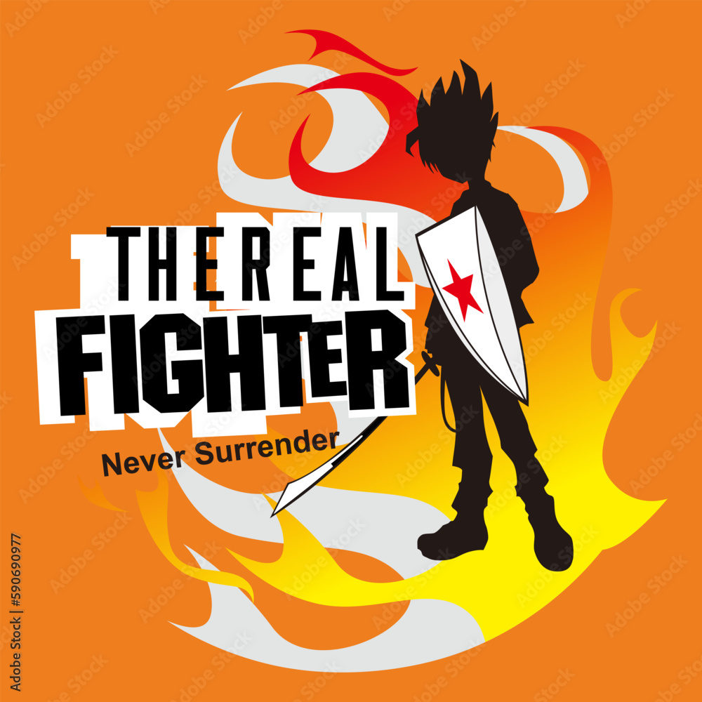 Naklejka premium The Real Fighter Vintage Character T-shirt Design Editable Vector