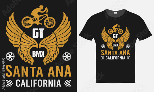 GT BMX Santa Ana California  - BMX Bike Vector - BMX Bike T-shirt Design Template
