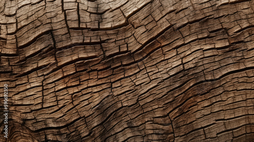 Close up of natural wood surface tree bark with cracks and surface imperfections generated by AI