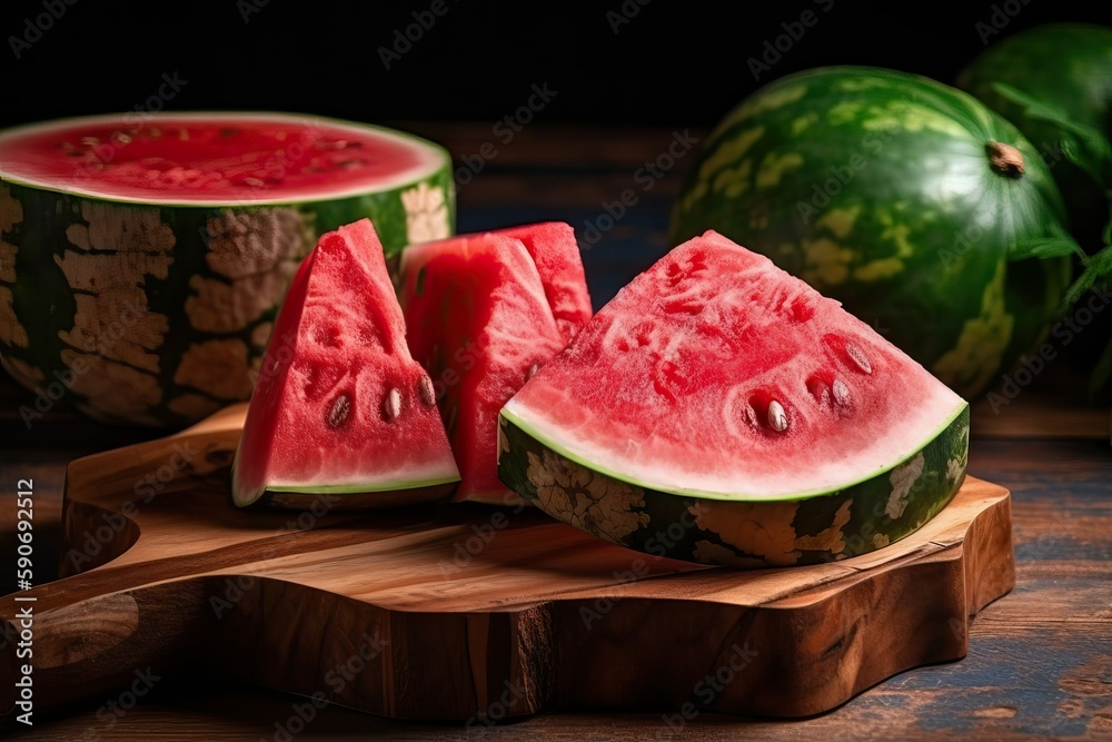 Watermelon with juicy slices ready to eat (Ai generated) Watermelon with juicy slices ready to eat (Ai generated)
