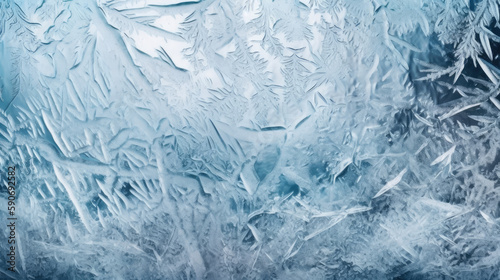 Frozen ice texture with ice crystals and snowflakes background generated by AI