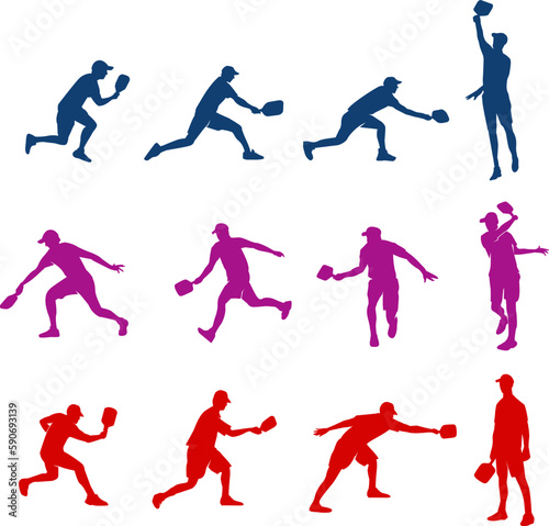 Great Editable vector of pickleball player in various poses for your team logo tournament and any graphic purpose