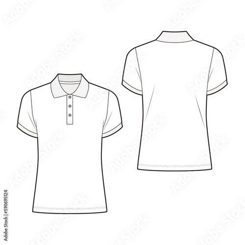 Short sleeve polo shirt fashion vector sketch, Apparel template - Illustrator CC