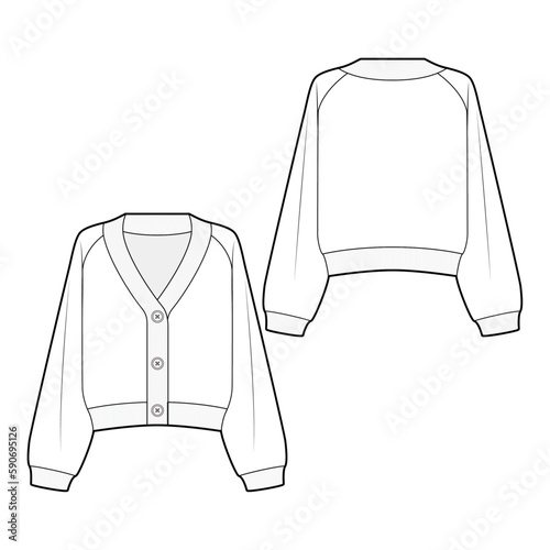 Knitted cardigan fashion vector sketch, Apparel template - Illustrator CC