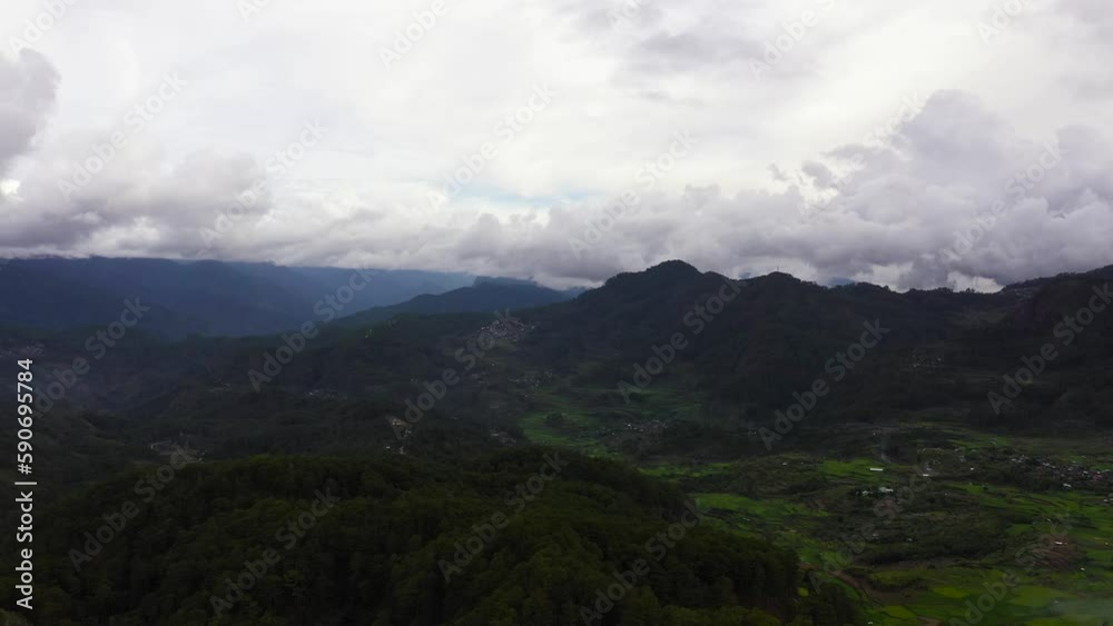 Aerial view of Agricultural land and mountains with green forest.Philippines. Aerial view of Agricultural land and mountains with green forest.Philippines.