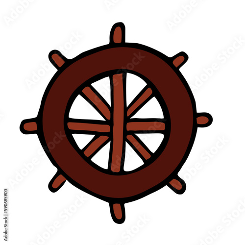 Ship steering wheel icon on a white background. Vector illustration