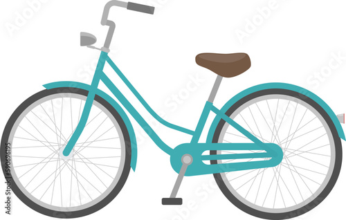 シンプルなグリーンの自転車_ベクターイラスト
