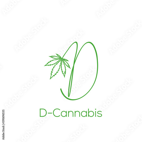 D letter cannabis logo design.