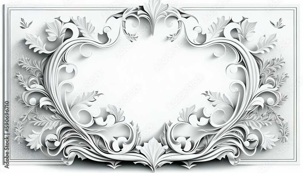 Fototapeta premium White Background with Bordered Design, bordered, design. Generative AI