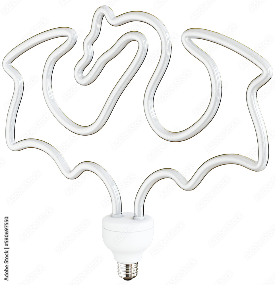 Obraz premium 3D Fluorescent Lightbulb Shaped as a Dragon