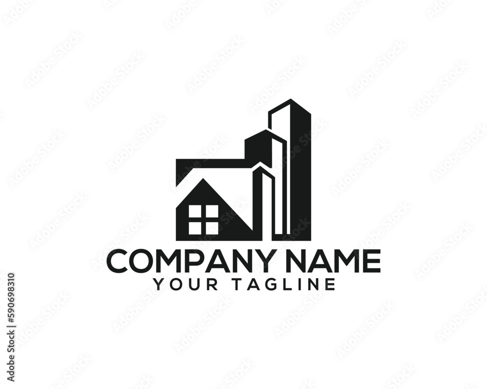 Creative Home and modern building Logo design Template. Unique real estate and realty vector illustration.