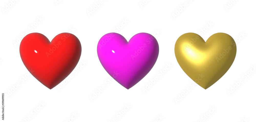 3d cartoon colorful heart shape vector