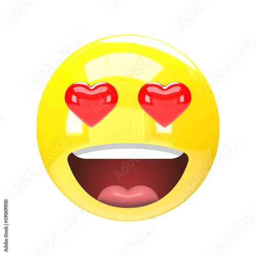 Happy emoji face hearts eyes object on white background vector