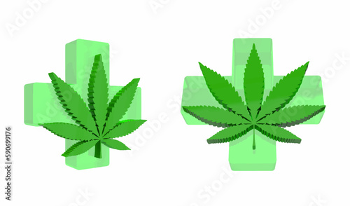 3D Marijuana leaf set Medical cannabis. illustration vector