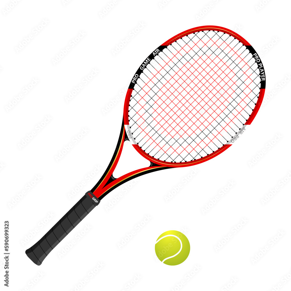 Tennis racket with a tennis ball