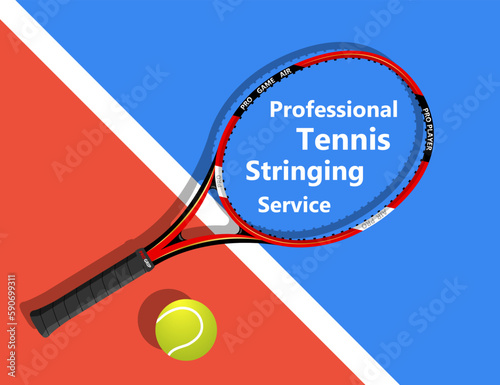 Tennis racket strings service vector photo