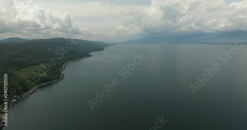 Aerial view of Lake Singkarak among the mountains in West Sumatra, Indonesia. photo