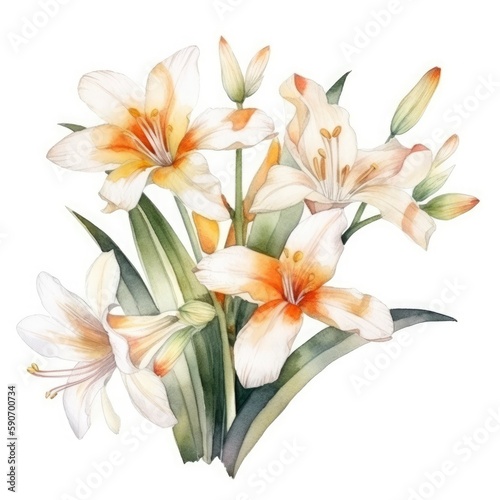 free rolyal sterlitzia flowers water color  pastel  white background   generat ai