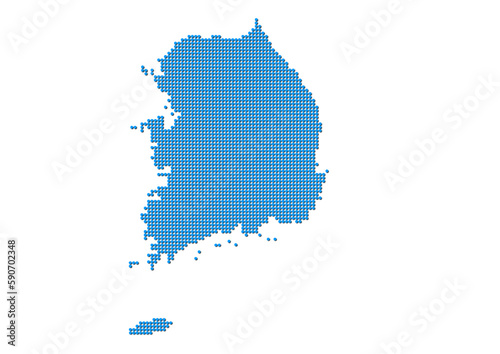 An abstract representation of South Korea, vector South Korea map made using a mosaic of blue dots with shadows. Illlustration suitable for digital editing and large size prints. 