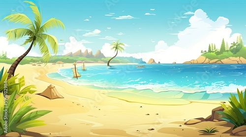 beach cartoon background wallpaper, generat ai