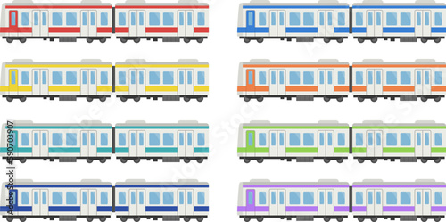 電車のセット_ベクターイラスト