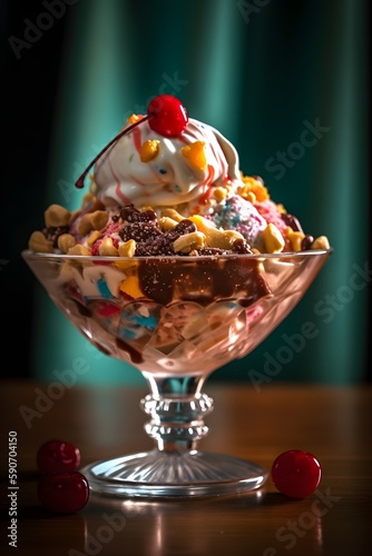  Ice cream sundae with cherries och nuts