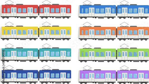 シンプルな電車のセット_ベクターイラスト
