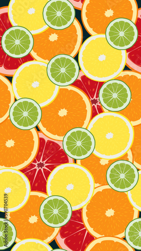 Citrus slices collection seamless background vector illustration