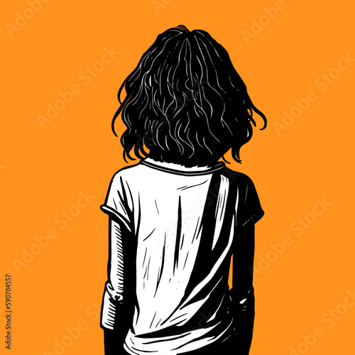back view of a young teenage girl