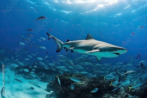 Shark swimming in the ocean  generative AI