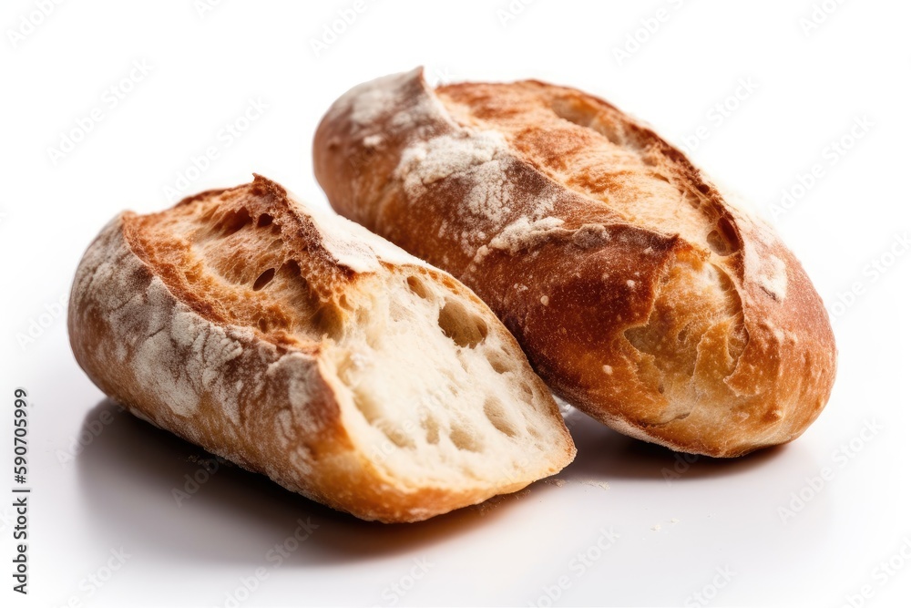 Ciabatta On White Background. Generative AI Ciabatta On White Background. Generative AI