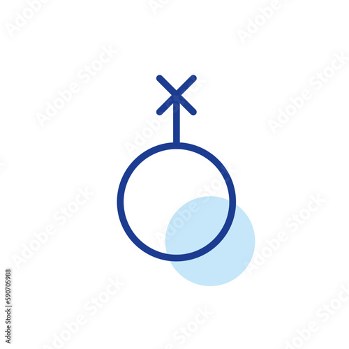 Nonbinary gender identity. Circle with x. Pixel perfect, editable stroke line icon