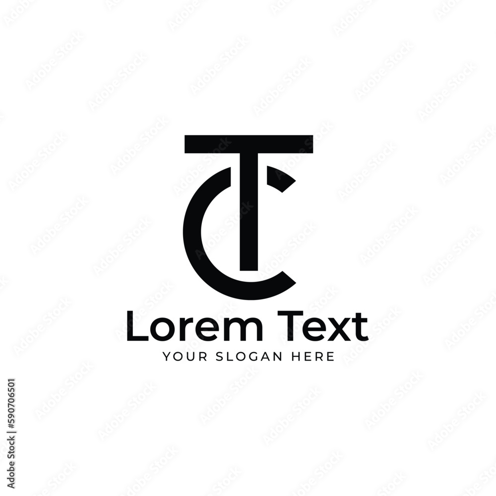 CT or TC link letter mark abstract vector logo design CT or TC link letter mark abstract vector logo design
