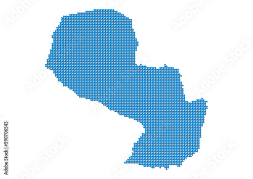 An abstract representation of Paraguay, vector Paraguay map made using a mosaic of blue dots with shadows. Illlustration suitable for digital editing and large size prints. 