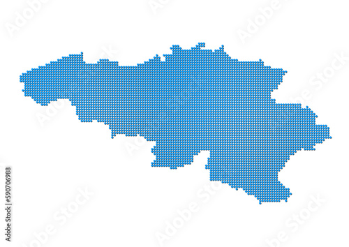 An abstract representation of Belgium, vector Belgium map made using a mosaic of blue dots with shadows. Illlustration suitable for digital editing and large size prints. 