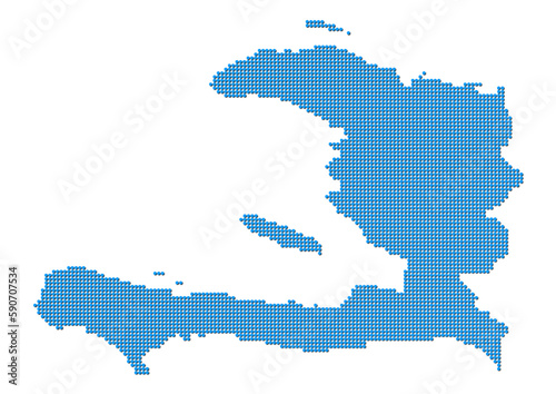 An abstract representation of Haiti, vector Haiti map made using a mosaic of blue dots with shadows. Illlustration suitable for digital editing and large size prints. 