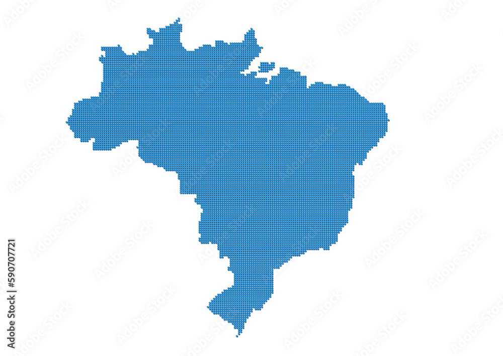 An abstract representation of Brazil, vector Brazil map made using a mosaic of blue dots with shadows. Illlustration suitable for digital editing and large size prints. 