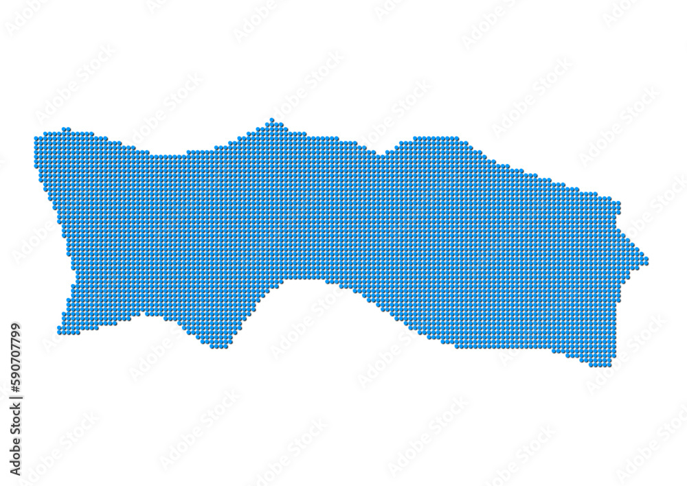 An abstract representation of Jersey, vector Jersey map made using a mosaic of blue dots with shadows. Illlustration suitable for digital editing and large size prints. 