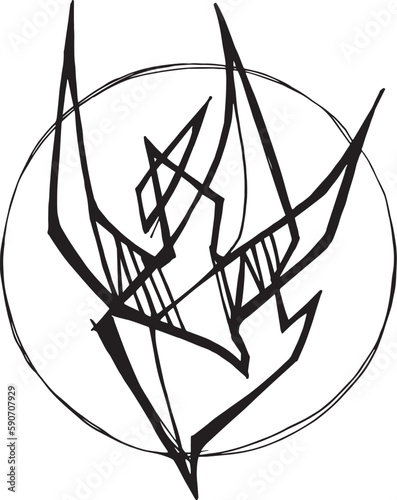 Hand drawn illustration of the holy spirit and flame.