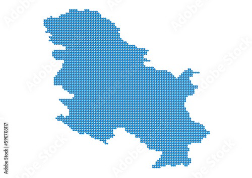 An abstract representation of Serbia, vector Serbia map made using a mosaic of blue dots with shadows. Illlustration suitable for digital editing and large size prints. 