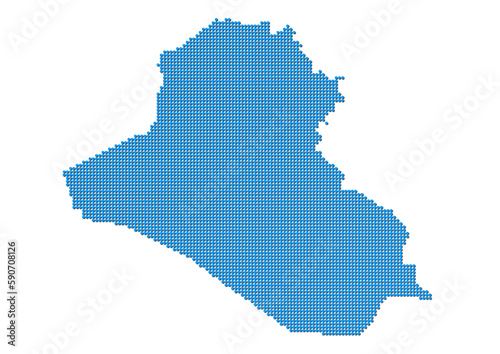 An abstract representation of Iraq, vector Iraq map made using a mosaic of blue dots with shadows. Illlustration suitable for digital editing and large size prints. 