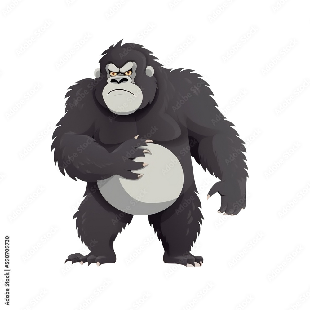 Big grey cartoon gorilla, transparent Big grey cartoon gorilla, transparent