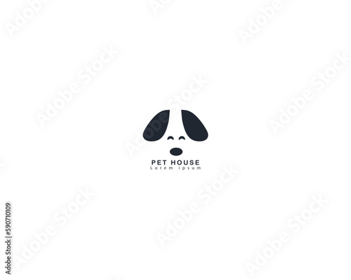 Dog heda logo design template vector, line of pet logo design suitable for pet shop, store, cafe, business, hotel, veterinary clinic, Domestic animal vector illustration logotype, sign, symbol.