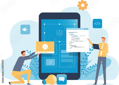 Obraz na płótnie Business mobile application developer and designer team working process concept.
