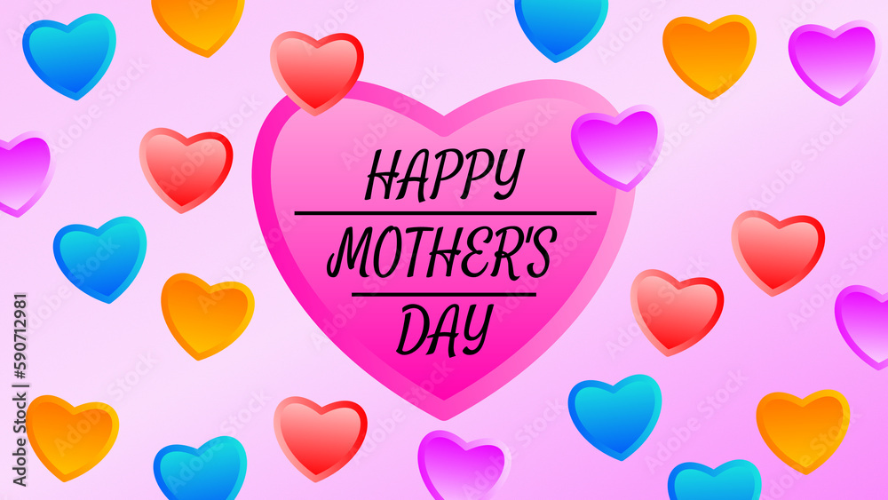 happy mothers day in big pink heart shape