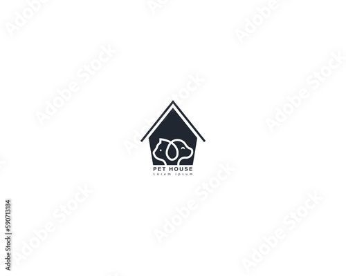 Dog and cat logo design template vector, line of pet logo design suitable for pet shop, store, cafe, business, hotel, veterinary clinic, Domestic animals vector illustration logotype, sign and symbol
