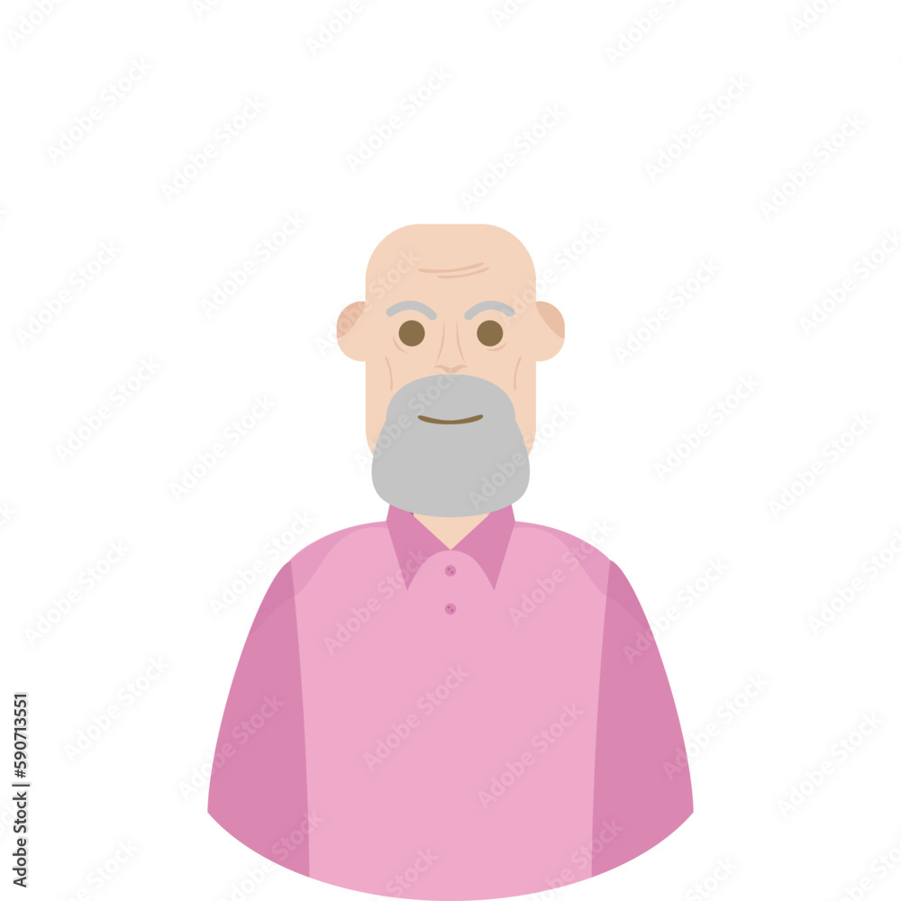 The Elderly Seventies Grandfather Character Face Old Man Smile The Elderly Seventies Grandfather Character Face Old Man Smile