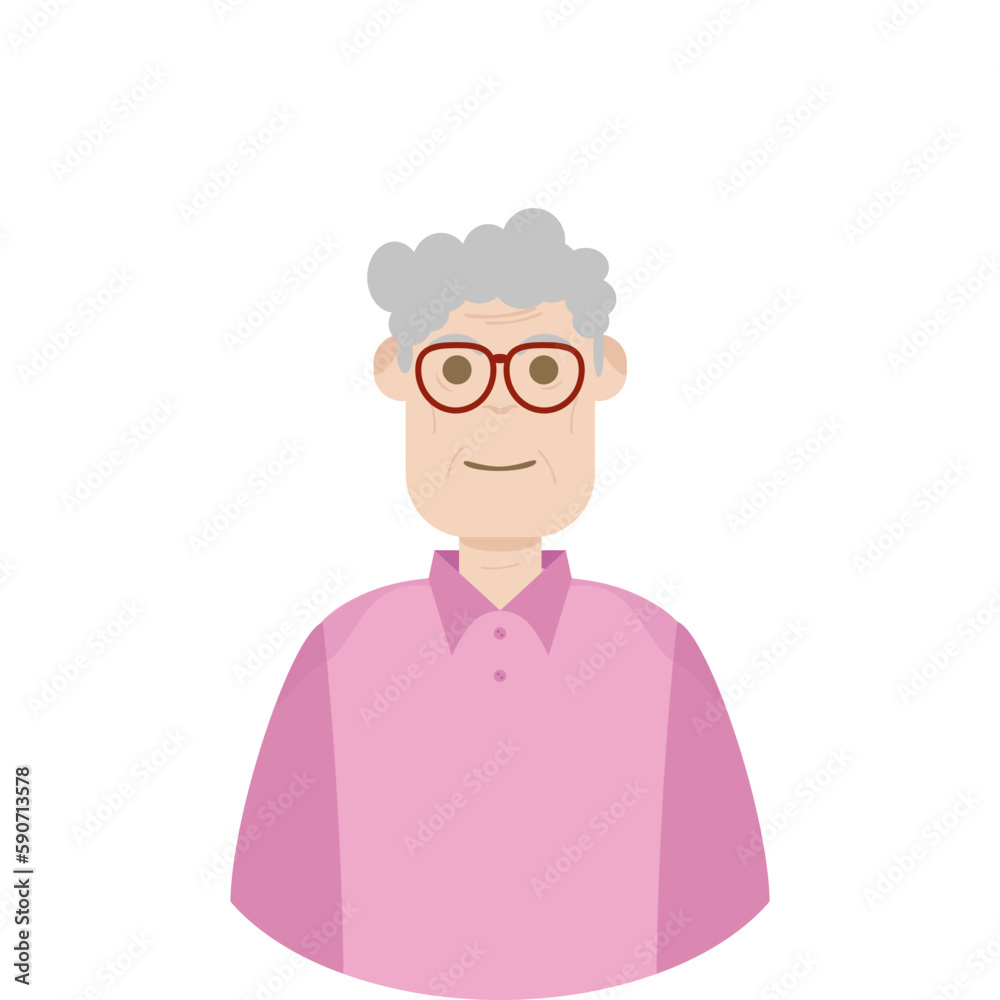 The Elderly Seventies Grandfather Character Face Old Man Smile